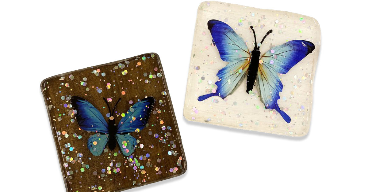 Handcrafted butterfly coaster in a choice of colours