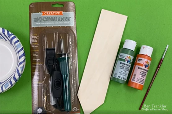 DIY Wood Burned Garden Stakes supplies