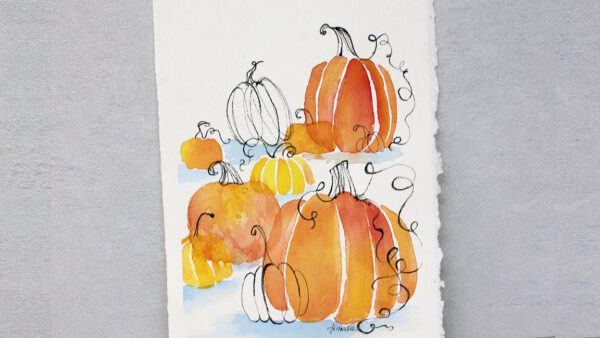 Watercolor Painting Pumpkins