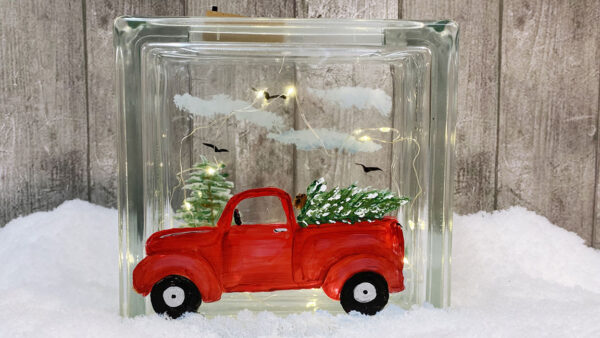 Red Truck Glass Painting