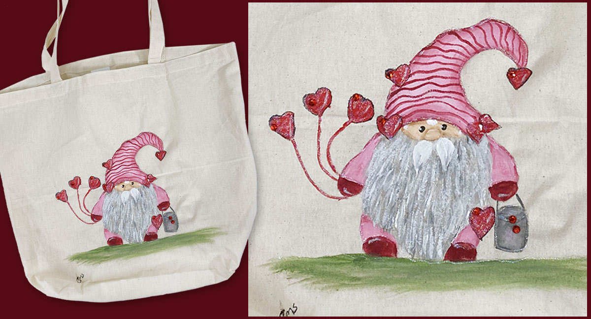 Valentine Gnome Fabric Painting