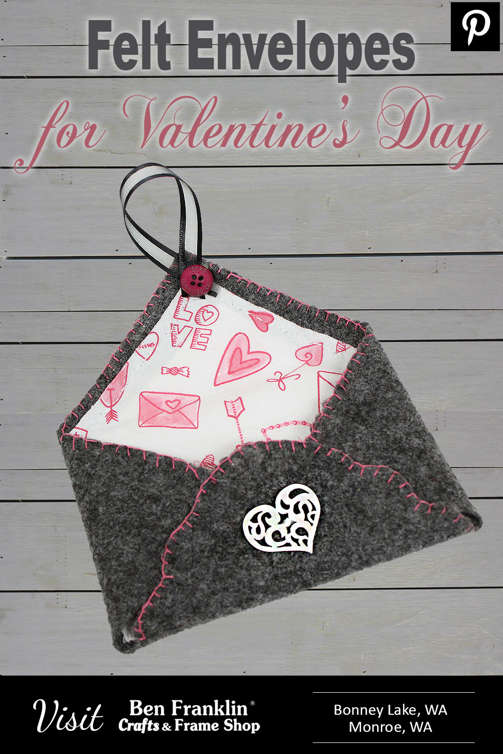 DIY Felt Envelopes for Valentine's Day PIN