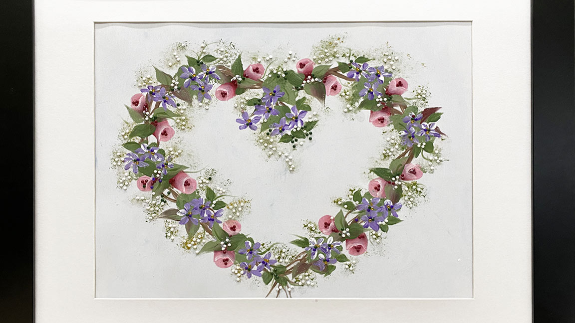 Canvas Painting Floral Heart