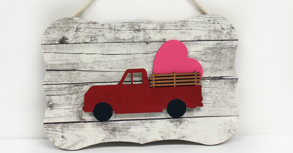 DIY Valentine Red Truck Plaque
