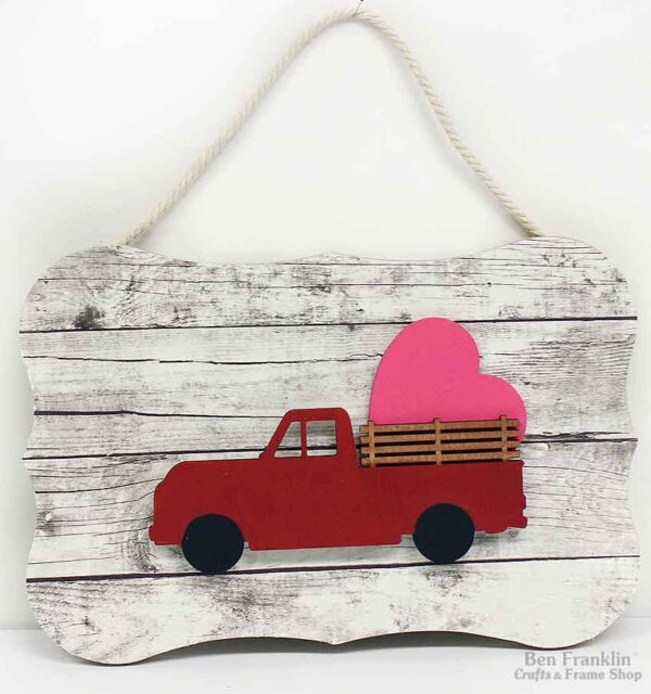 DIY Valentine Red Truck Plaque