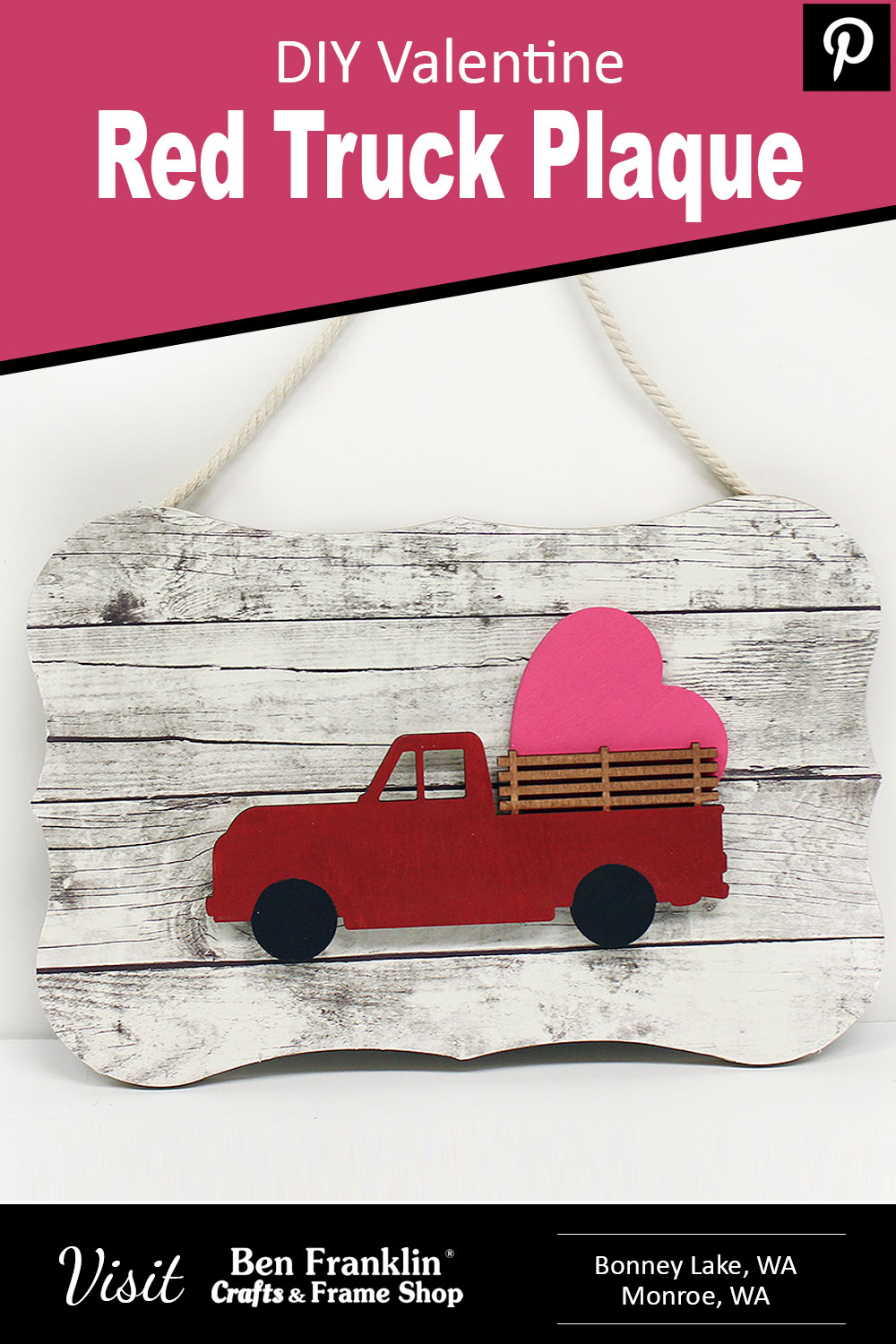 DIY Valentine Red Truck Plaque PIN