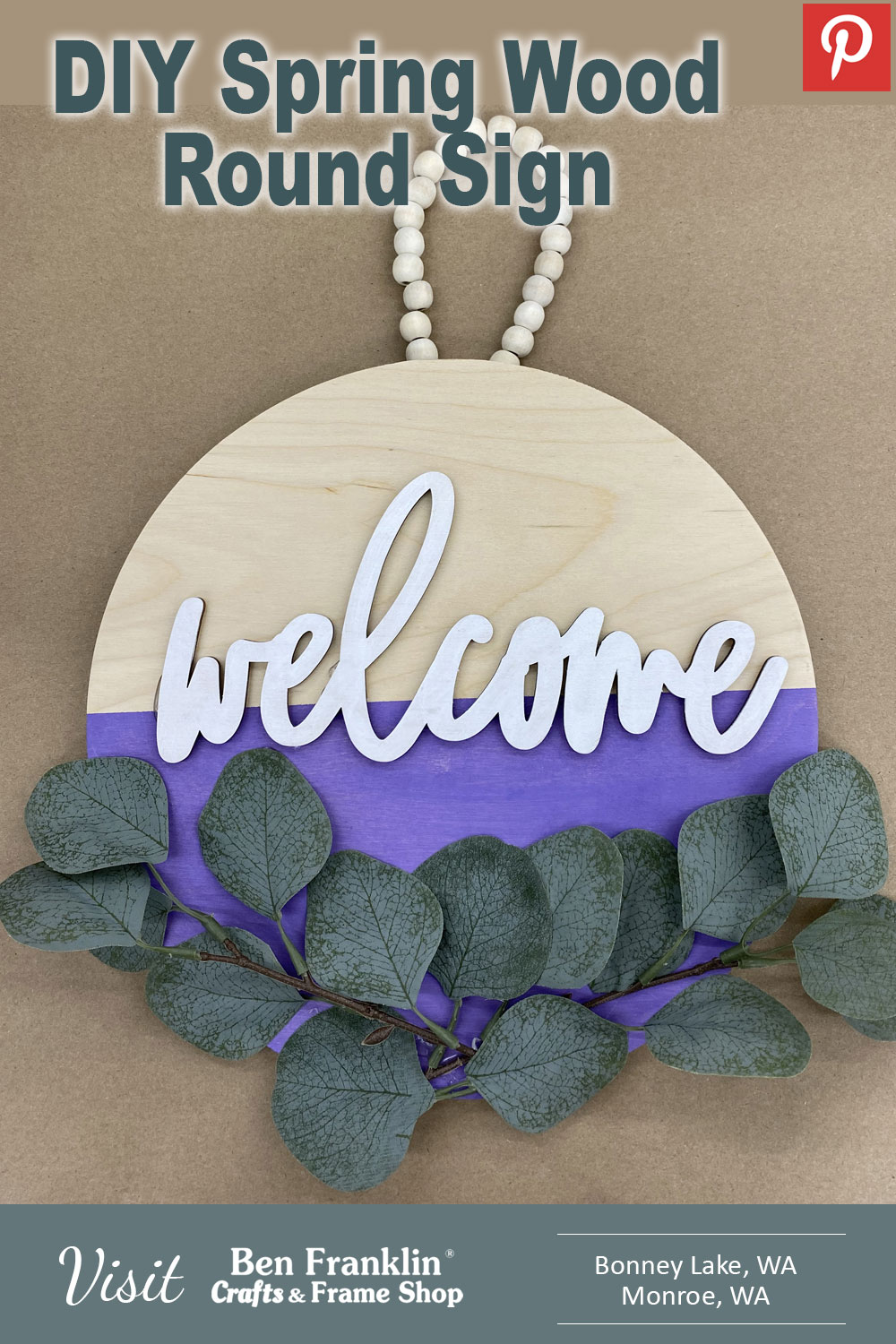 DIY Spring Wood Round Sign