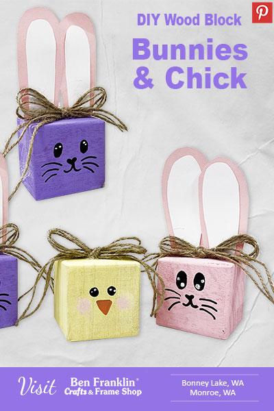 DIY Wood Block Bunnies and Chick PIN