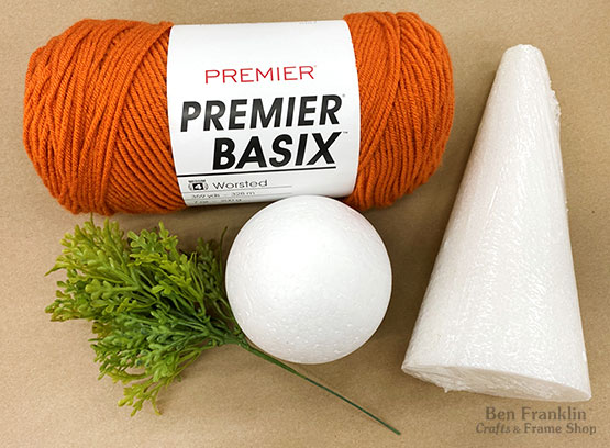 DIY Foam and Yarn Carrots - supplies