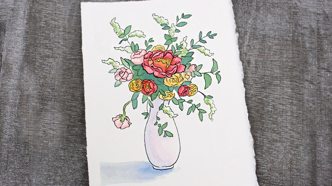 Watercolor Painting Class - Flowers in vase