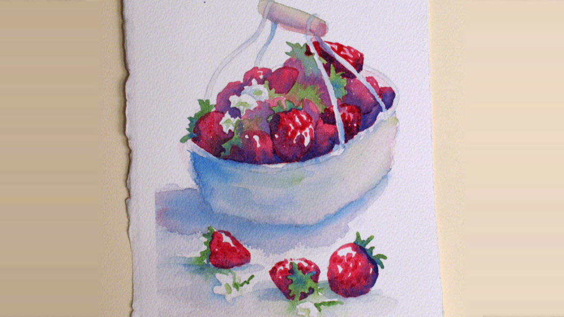 Watercolor Painting Class - Strawberries