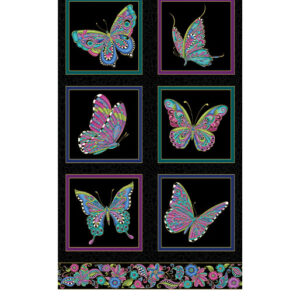 Alluring Butterflies fabric panel by Ann Lauer for Benartex