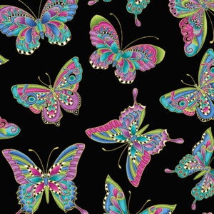 Alluring Butterflies fabric by Ann Lauer for Benartex
