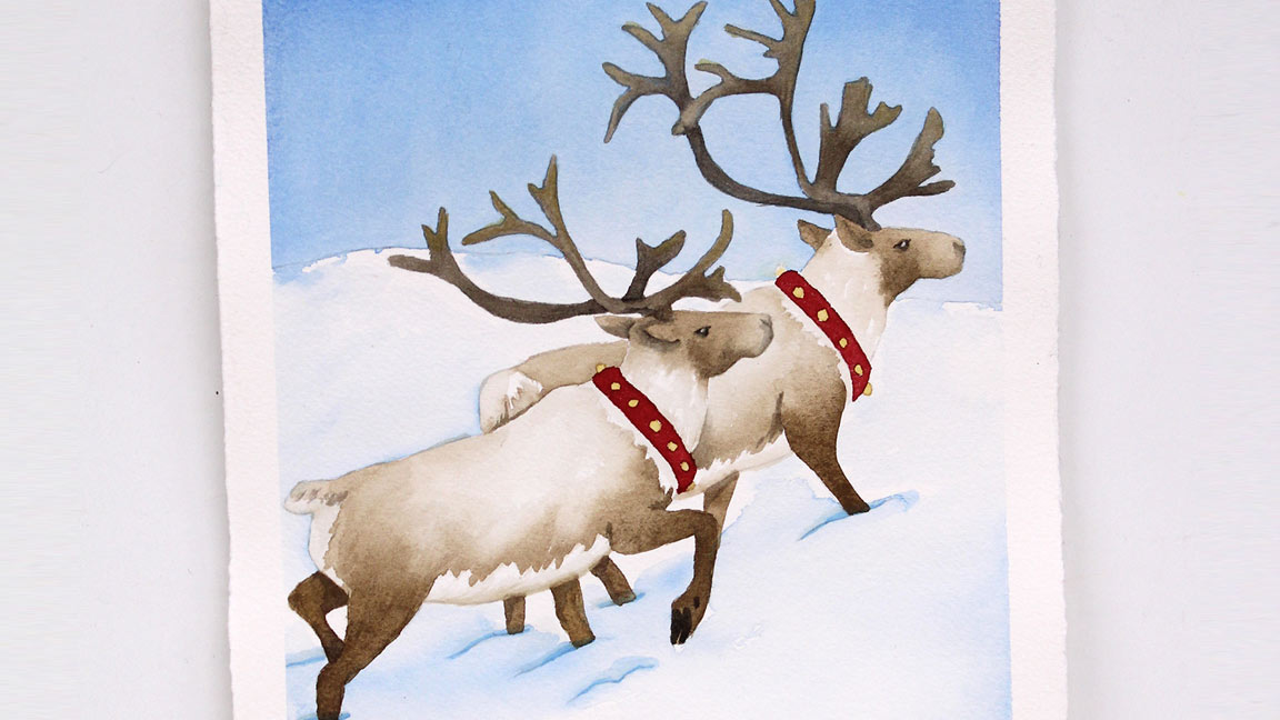 Watercolor Painting Class: Reindeer