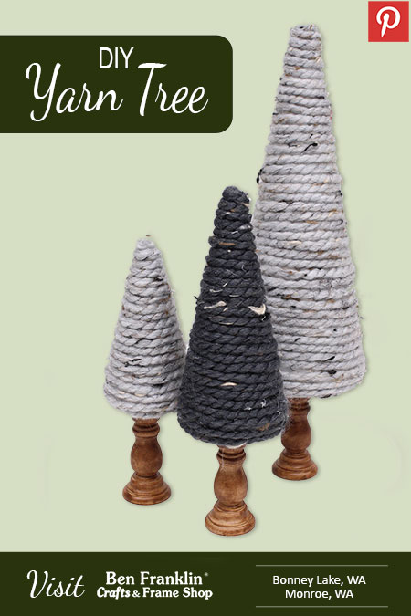 DIY Yarn Trees using candlestick holders