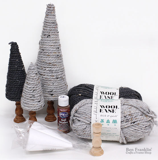 DIY Yarn Trees using candlestick holders