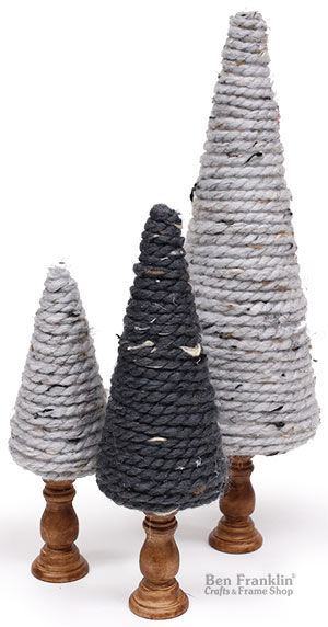 DIY Yarn Trees using candlestick holders