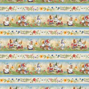 Gnome and Garden fabric by Susan Winget for Wilmington Prints