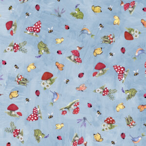 Gnome and Garden fabric by Susan Winget for Wilmington Prints