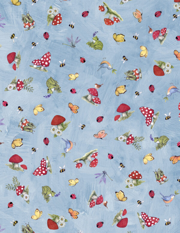 Gnome and Garden fabric by Susan Winget for Wilmington Prints