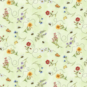 Gnome and Garden fabric by Susan Winget for Wilmington Prints