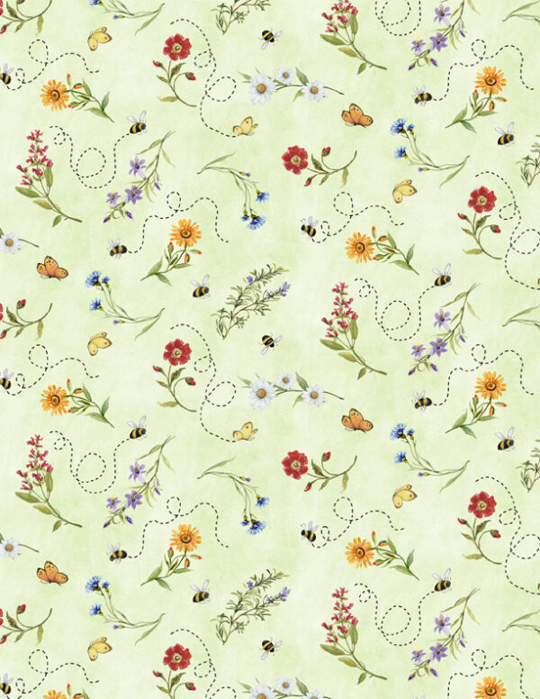 Gnome and Garden fabric by Susan Winget for Wilmington Prints