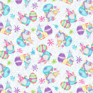 HOPPY EASTER GNOMIES fabric by Shelly Comiskey for Henry Glass Fabrics.