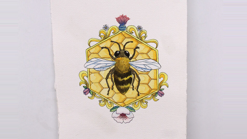 Watercolor Painting - Bee