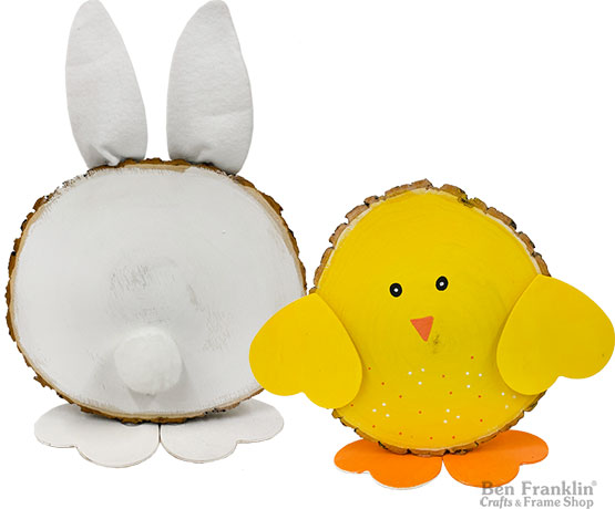 Wood Slice Bunny & Chicks