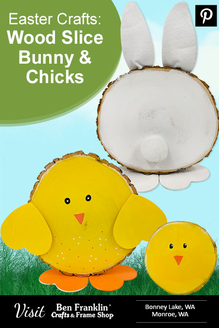 Wood Slice Bunny & Chicks PIN