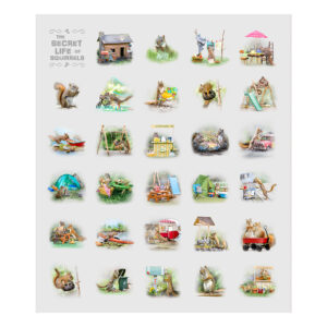 THE SECRET LIFE OF SQUIRRELS fabric penel by Nancy Rose for Clothworks