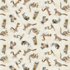 THE SECRET LIFE OF SQUIRRELS fabric by Nancy Rose for Clothworks