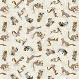 THE SECRET LIFE OF SQUIRRELS fabric by Nancy Rose for Clothworks
