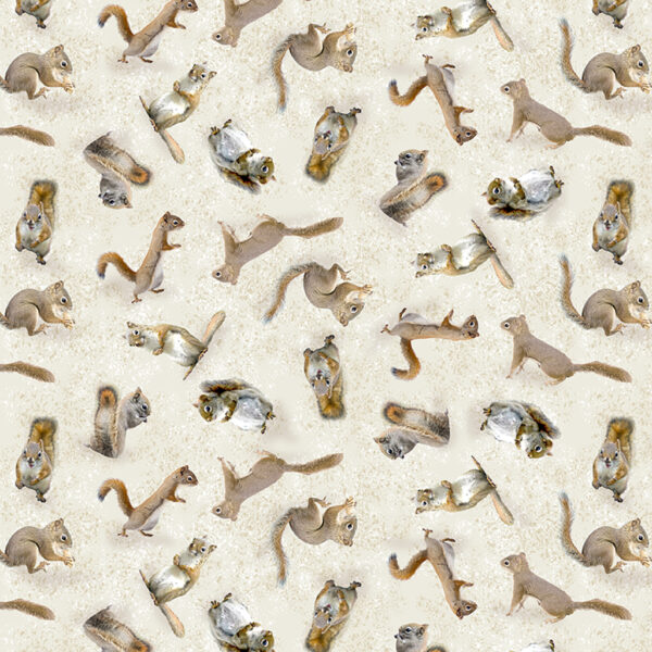 THE SECRET LIFE OF SQUIRRELS fabric by Nancy Rose for Clothworks