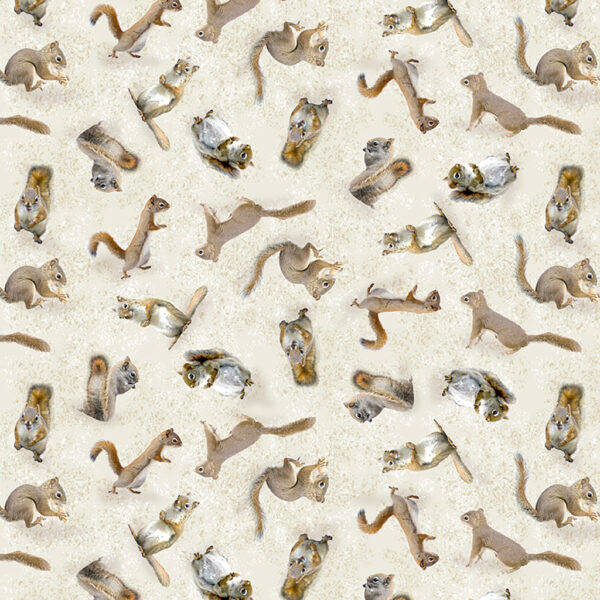 THE SECRET LIFE OF SQUIRRELS fabric by Nancy Rose for Clothworks