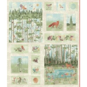 FOREST CHATTER fabric panel from Maywood Studio