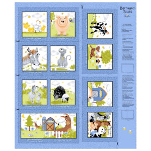 BARNYARD BLUES fabric book panel by SusyBee for Clothworks