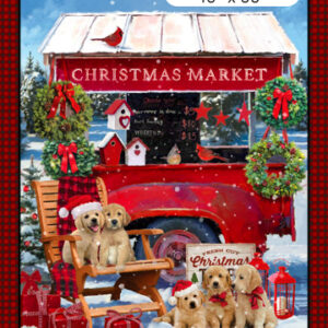 GOLDEN CHRISTMAS fabric panel by Jason Kirk for Northcott Fabrics