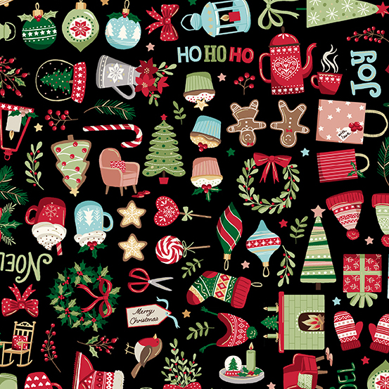 COSY CHRISTMAS fabric by Makower UK