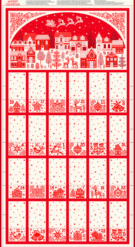 SCANDI CHRISTMAS fabric panel (advent calendar) by Makower UK