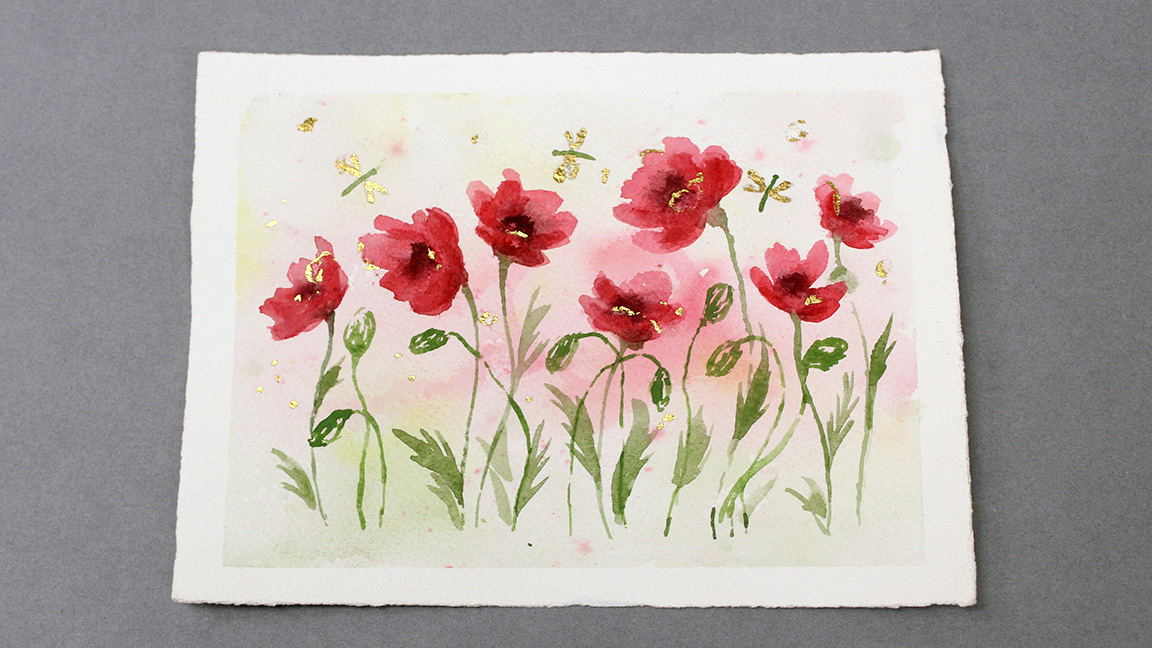 Watercolor Painting Class - red poppies