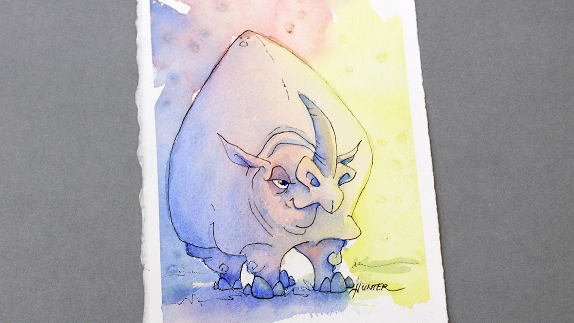 Watercolor Painting Class - Rhino