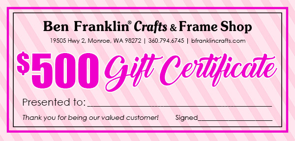 Win a $500 Ben Franklin Gift Certificate