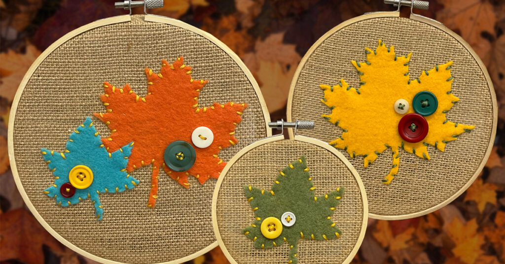 Felt Leaf Embroidery Hoop Tutorial