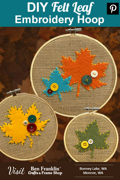 Felt Leaf Embroidery Hoop Tutorial - PIN