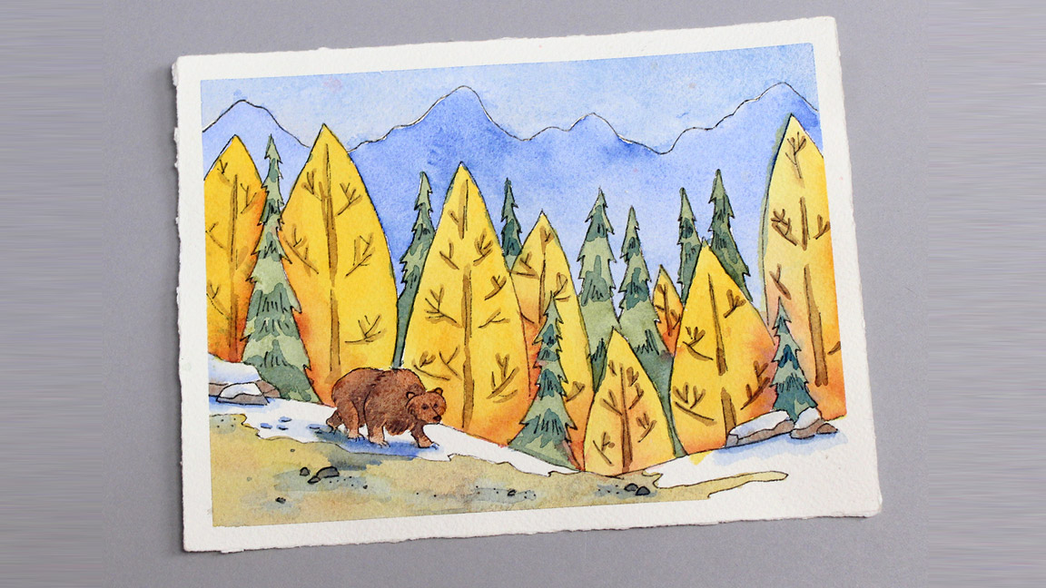 Watercolor Painting Class - Autumn Bear Walk