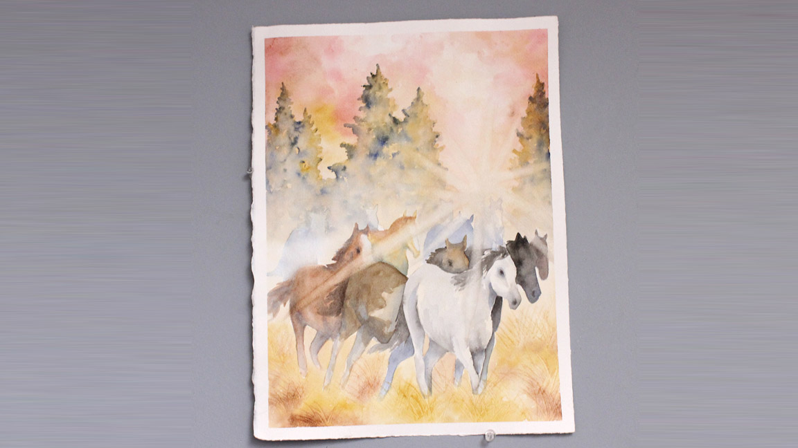 Watercolor Painting - Wild Horses