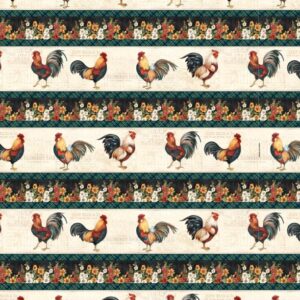 GARDEN GATE ROOSTERS fabric by Susan Winget for Wilmington Prints