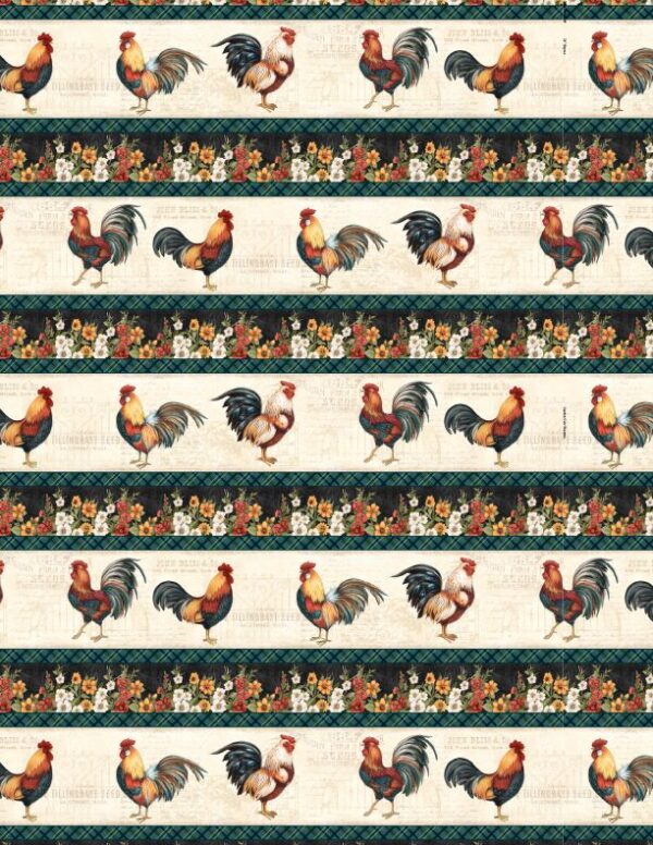 GARDEN GATE ROOSTERS fabric by Susan Winget for Wilmington Prints