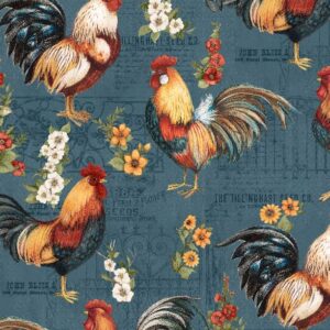 GARDEN GATE ROOSTERS fabric by Susan Winget for Wilmington Prints